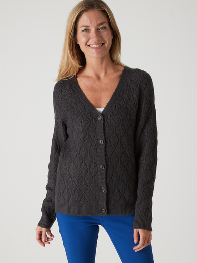 Gilet maille fantaisie - Daxon - Gris anthracite