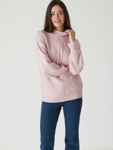 Pull col montant maille fantaisie