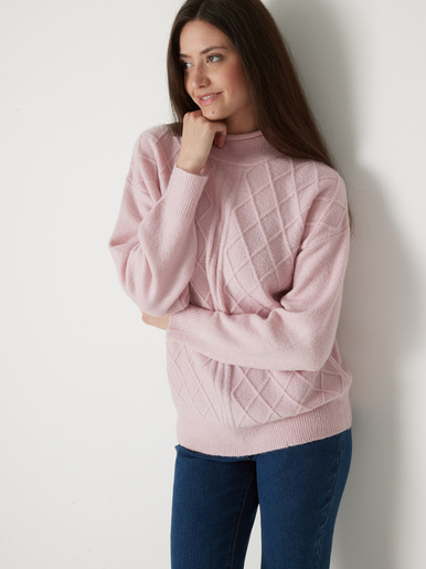 Pull col montant maille fantaisie