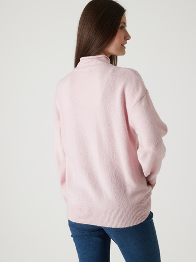 Pull col montant maille fantaisie