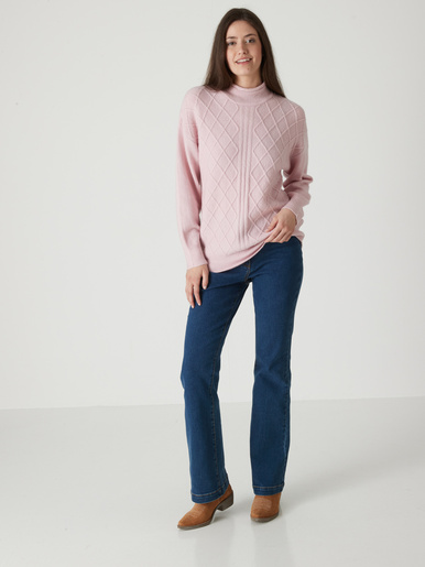 Pull col montant maille fantaisie