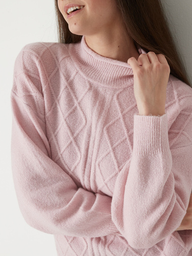 Pull col montant maille fantaisie