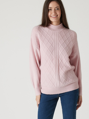 Pull col montant maille fantaisie