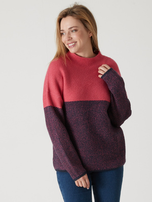 Pull jacquard col cheminée