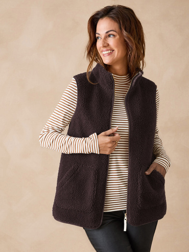 Veste sans manches sherpa moumoute