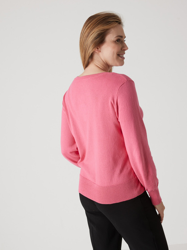 Pull col rond pure laine - Daxon - Rose