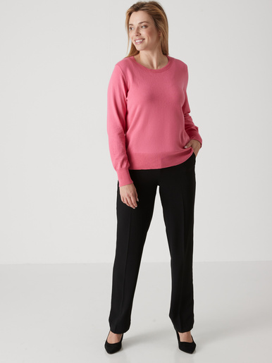 Pull col rond pure laine - Daxon - Rose