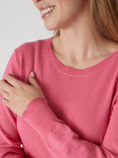 Pull col rond pure laine - Daxon - Rose