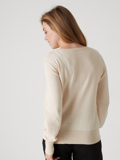 Pull col rond pure laine - Daxon - Ecru