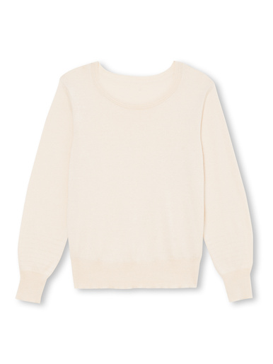 Pull col rond pure laine - Daxon - Ecru