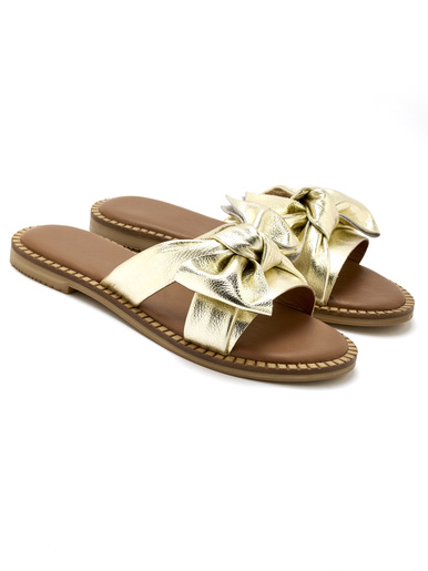 Mules noeud fantaisie tout cuir