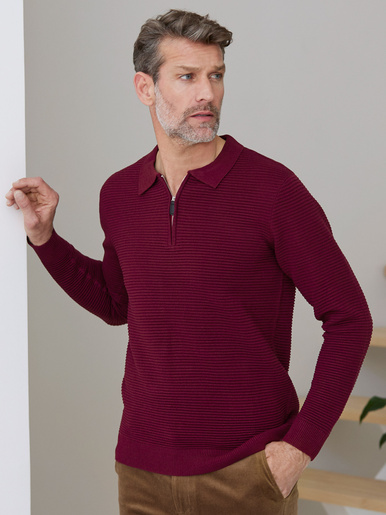 Pull col polo zippé - Daxon - Bordeaux