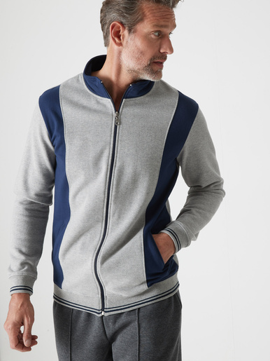 Veste détente zippée intérieur molleton - Daxon - Gris chiné / marine