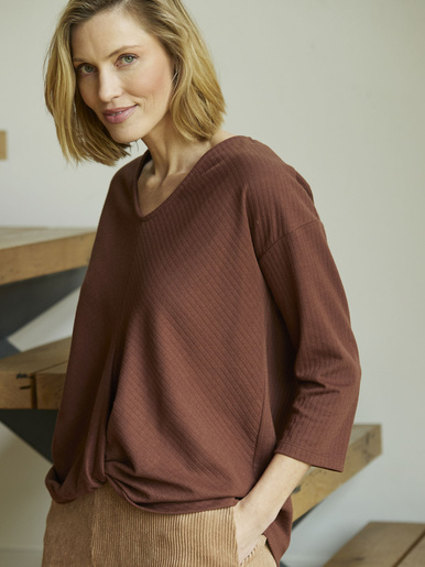 Tee-shirt côtes plates - Daxon - Chocolat