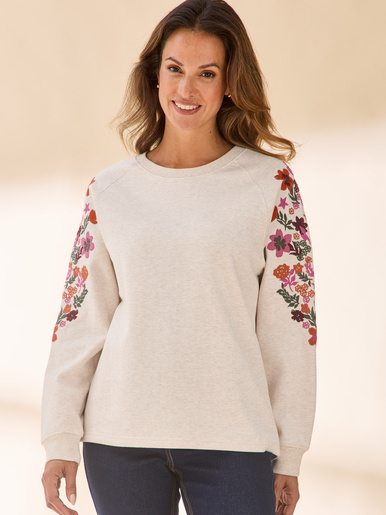 Sweat-shirt fantaisie manches brodées