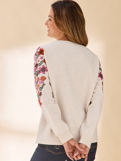 Sweat-shirt fantaisie manches brodées
