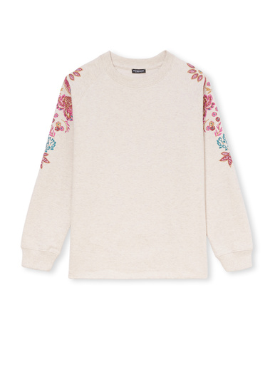 Sweat-shirt fantaisie manches brodées