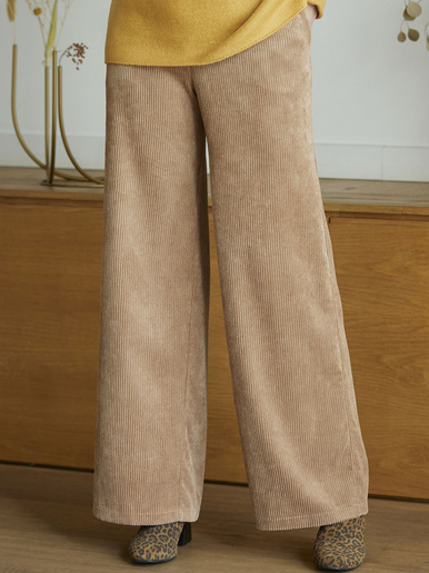 Pantalon large velours côtelé - Daxon - Beige