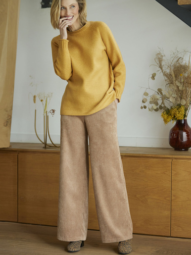 Pantalon large velours côtelé