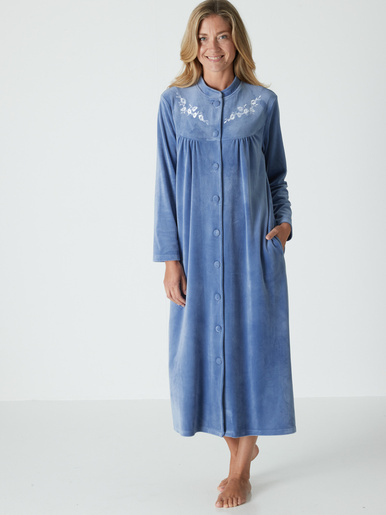 Robe de chambre en maille velours - Daxon - Bleu