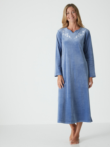 Robe d'hôtesse en maille velours - Daxon - Bleu