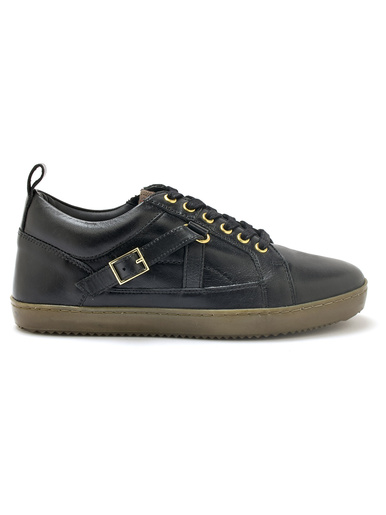 Sneakers basses à lacets et zip côté