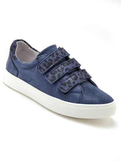 Baskets cuir 3 pattes scratchs - Pédiconfort - Bleu