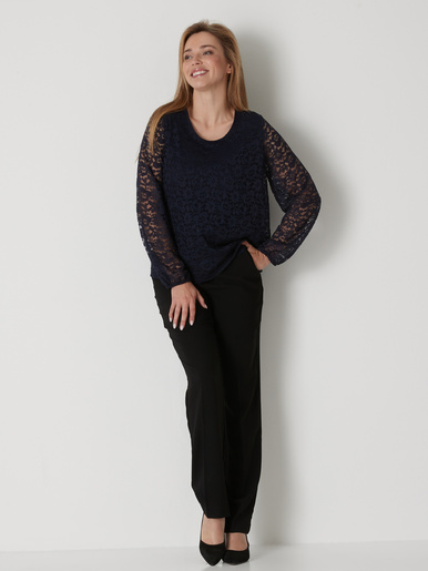 Tee-shirt avec dentelle - Daxon - Marine