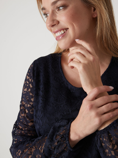 Tee-shirt avec dentelle - Daxon - Marine