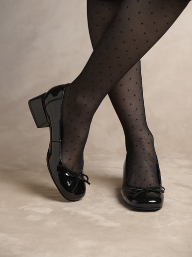 Décolletés cuir verni talon bloc - Pédiconfort - Vernis noir