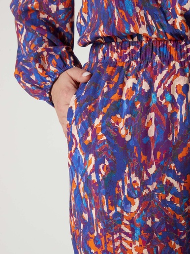 Pantalon fluide élastiqué - Daxon - Imprimé violet