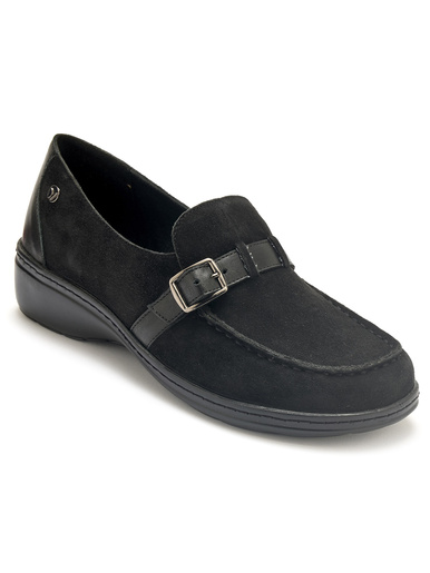 Mocassins élastiqués en cuir - Pédiconfort - Noir