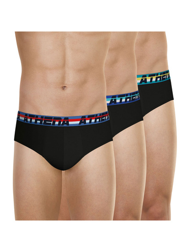 Lot de 3 slips homme 720 Stretch Coton - Athéna - Noir