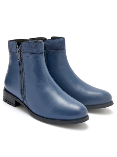 Boots en cuir double zip