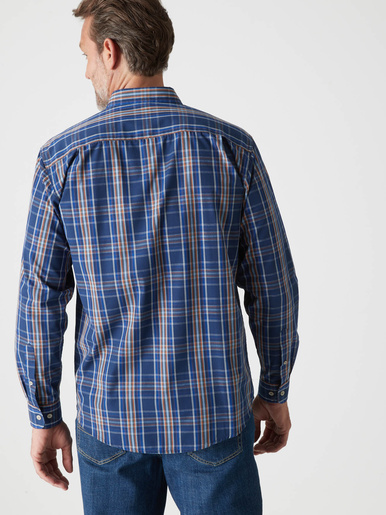 Chemise à carreaux manches longues - Daxon - Bleu carreaux rayé bleu