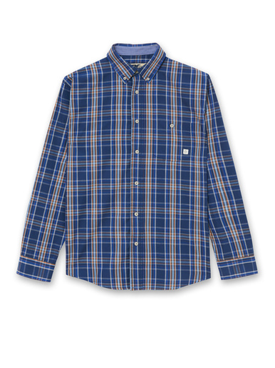 Chemise à carreaux manches longues - Daxon - Bleu carreaux rayé bleu