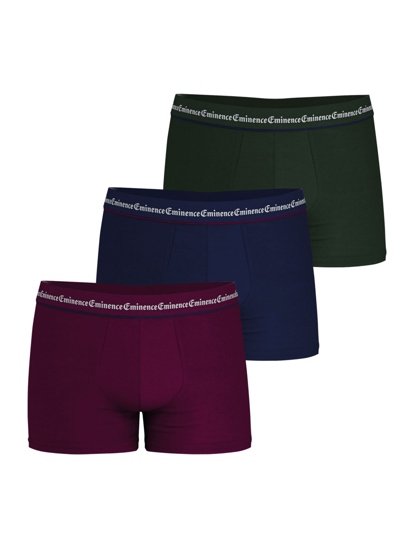 Lot de 3 boxers homme Business - Eminence - Bordeaux-marine-vert