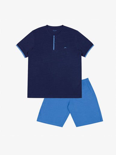 Pyjama court col T homme Dandy - Eminence - Bleu