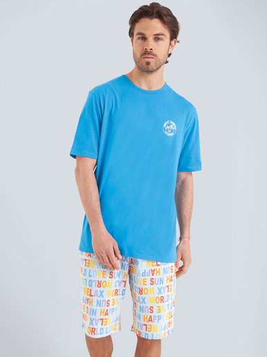 Pyjama court homme Happy Summer - Athéna - Bleu