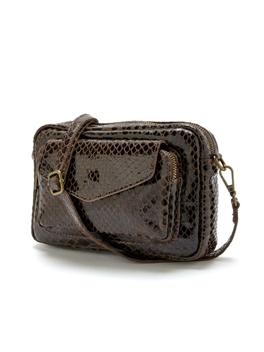 Sac besace en cuir - Daxon - Chocolat