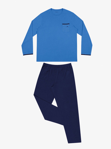 Pyjama long col rond homme Dandy - Eminence - Bleu