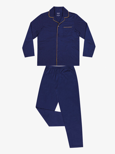 Pyjama long ouvert homme Mercerisé - Eminence - Bleu