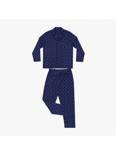 Pyjama long ouvert homme Chaîne & Trame - Eminence - Bleu