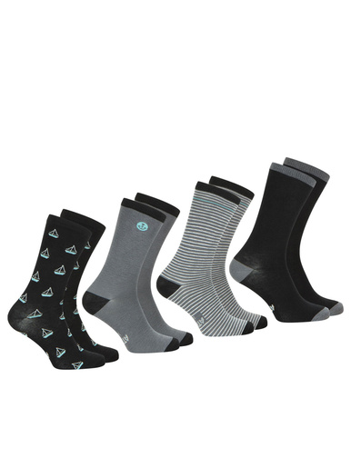 Lot 4 paires de mi-chaussettes Ecopack - Athéna - Noir imprime-gris-rayure grise-noir