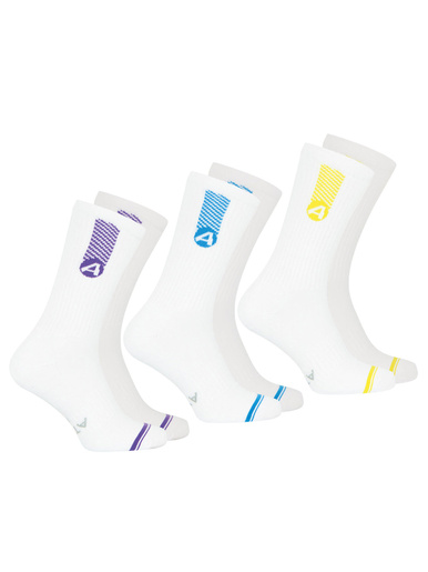 Lot 3 paires de chaussettesTraining Dry - Athéna - Blanc/jaune-blanc/bleu-blanc/violet