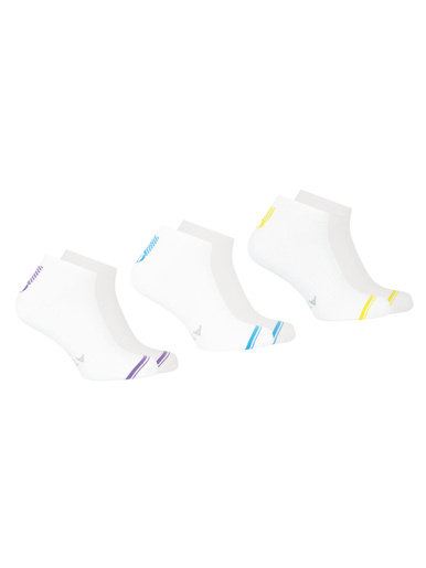 Lot 3 paires de socquettes Training Dry - Athéna - Blanc/jaune-blanc/bleu-blanc/violet