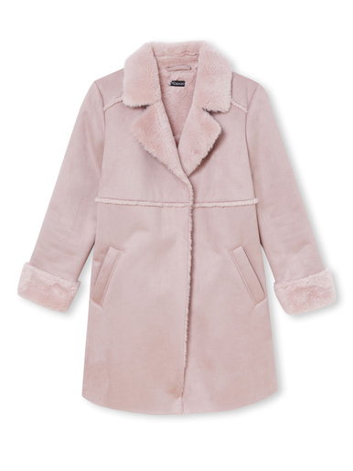 Manteau mi-long peau lainée - Daxon - Rose clair