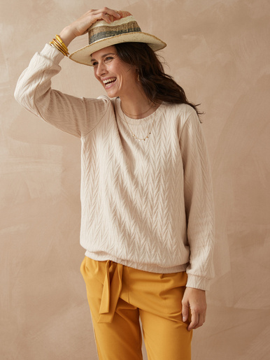 Sweat-shirt reliefé - Daxon - Ecru