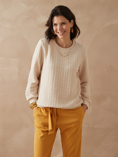 Sweat-shirt reliefé - Daxon - Ecru
