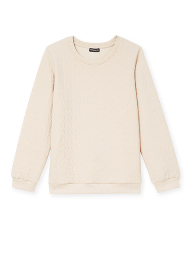 Sweat-shirt reliefé - Daxon - Ecru